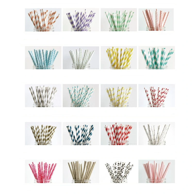 Biodegradable Customized Paper Straws with Fancy Shape Colorful Rainbow Drinking Straws