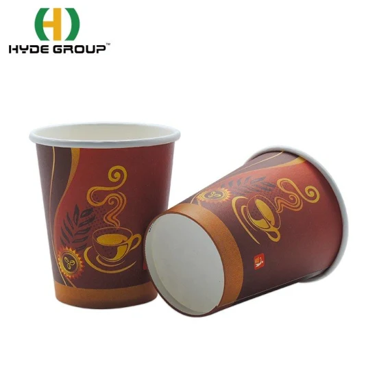 Taza de papel de pared simple para beber café impresa personalizada desechable de 8 onzas con tapa